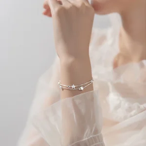 Verstellbarer 925 Sterling Silber Perlenarmband für Frauen, originaler Schmuck, koreanischer Modedesigner, Beautiful Stars 10 Haupt schöner Verkauf - №10