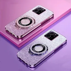 Gradient Glitter Ring Holder Phone Case For Xiaomi Redmi Note 13 12 11 10 9 Pro 4G 5G 12S 11S 10S 13C 12C 10C 9C A3 Soft Cover