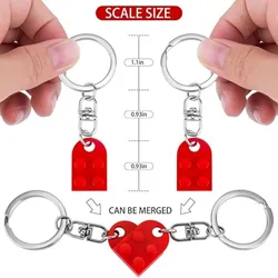 1pcs Red Love Heart Building Block Keychains ForCouples Friendship Women Men Girl Boy Love Heart Brick KeyRing Birthday Gift
