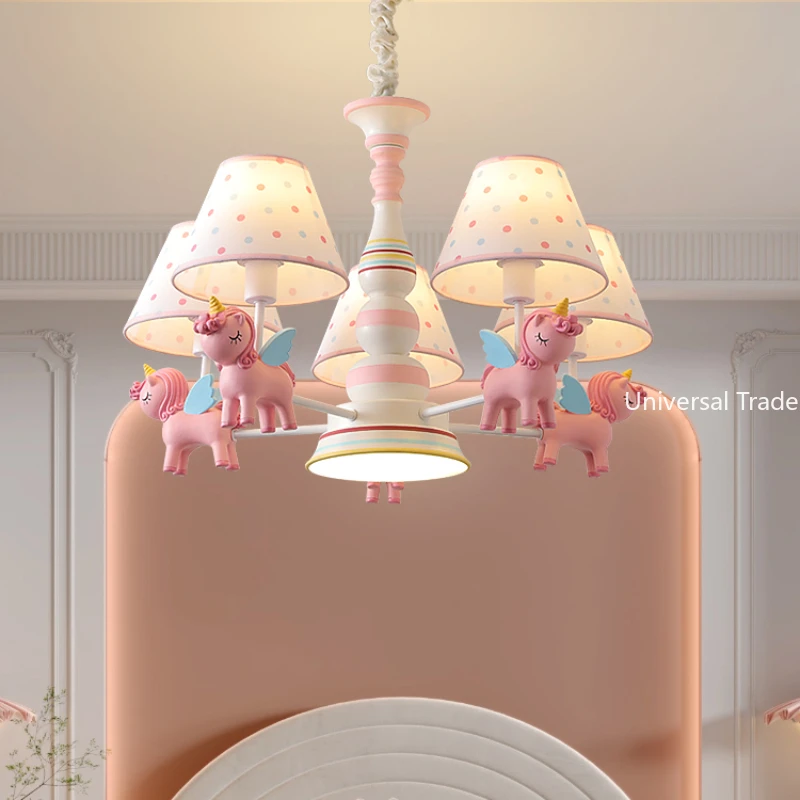 Children's Room Chandelier, Girl's Princess Room Lamp, Carousel Bedroom Chandelier, Warm and Romantic Baby Room Lamp