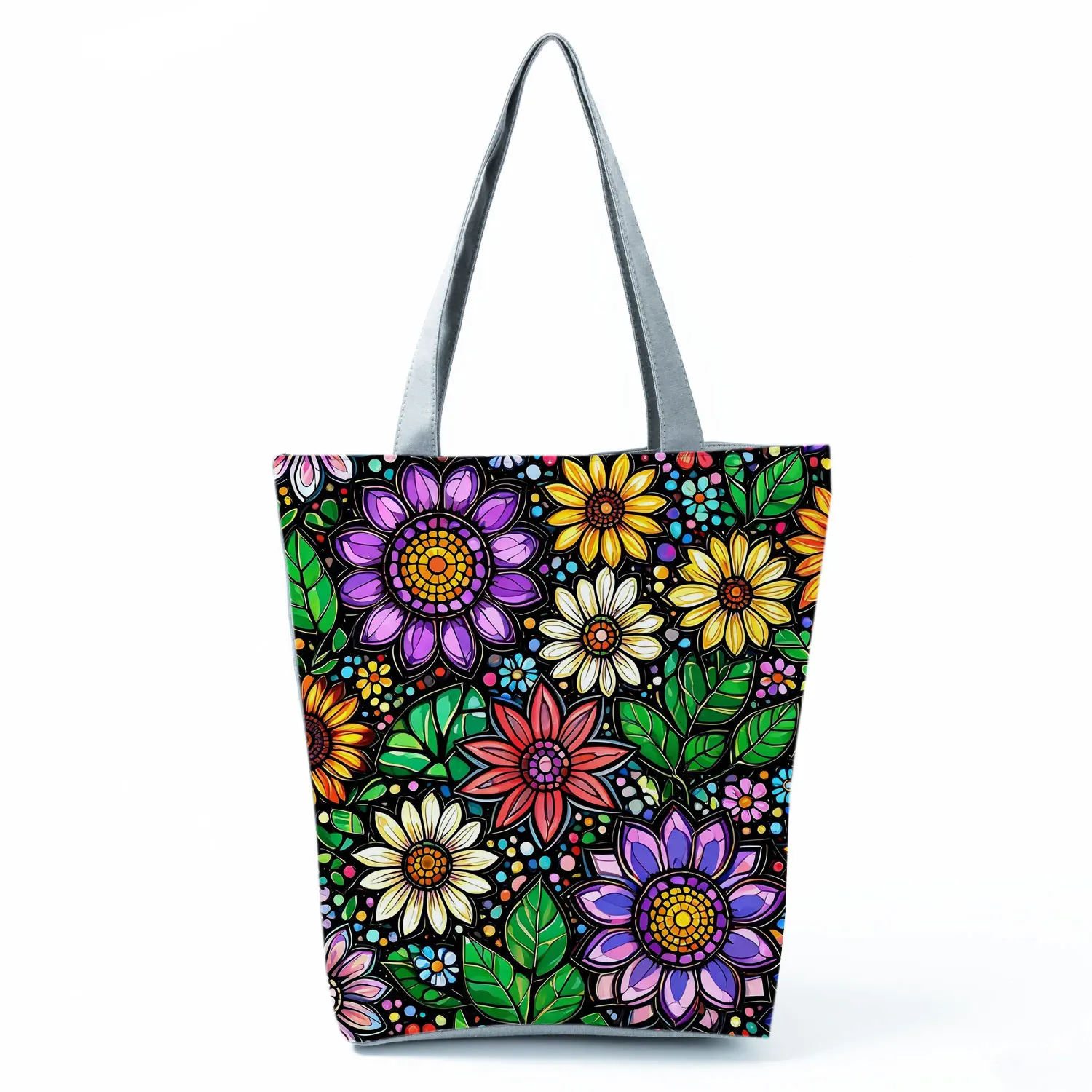 Stained Glass Florals Printed Women Handbag Bohemian Shoulder Bag High Quality Shopping Bag Large Capacity Casual Handbag Bolso