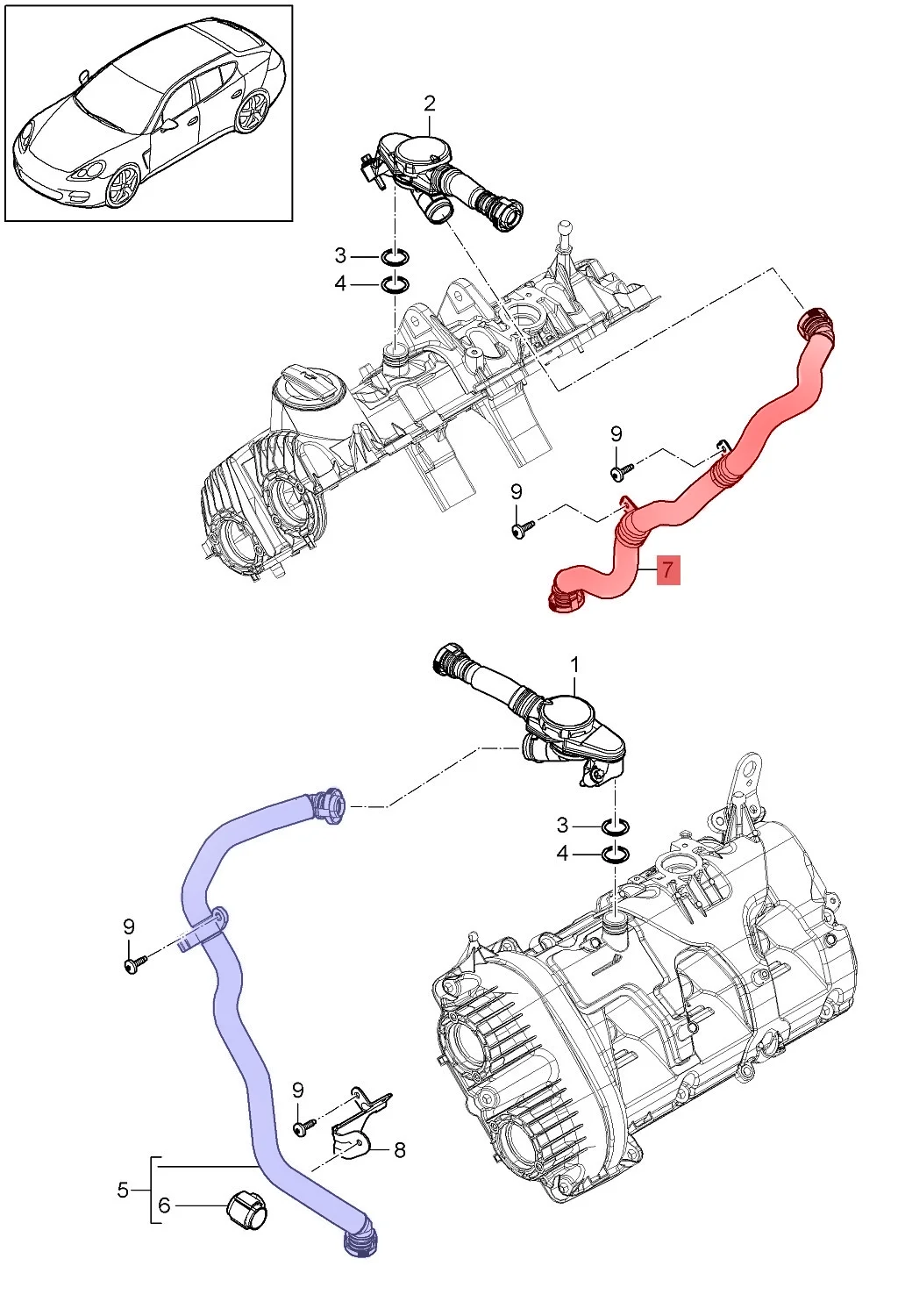 94610723975 Exhaust pipe crankcase ventilation for Porsche panamera 970 2013-2016 panamera 3.0T