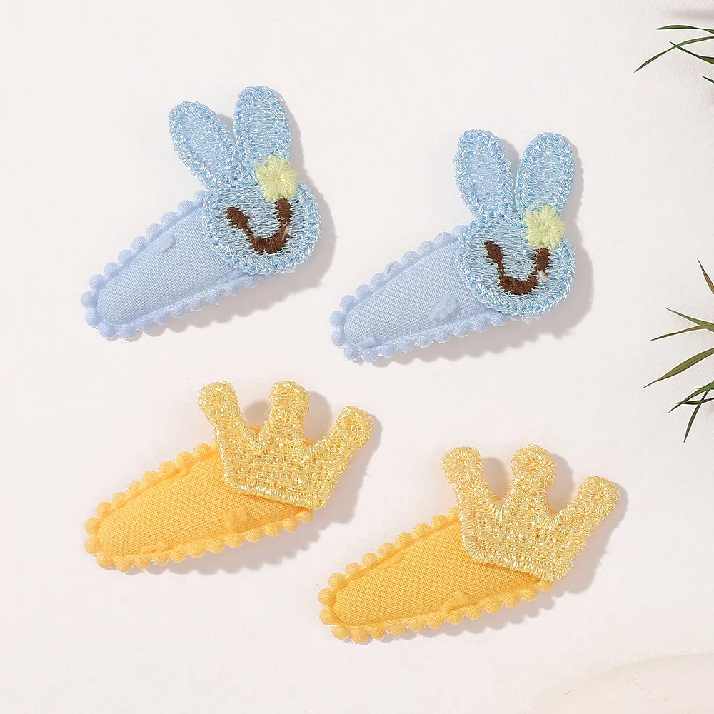 50 PCS/Lot, Cute Bunny Crown Bow Baby Snap Clips Kids Hairpins