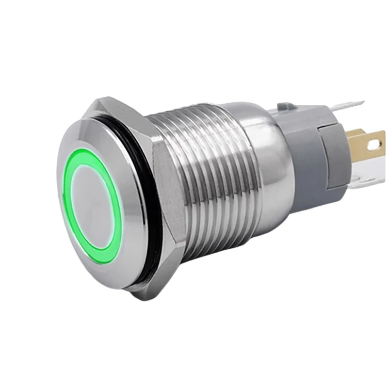 19mm 12V Momentary Silver Waterproof stainless steel LED Power Push Button Metal ON/OFF Switch For Car Boat Motor