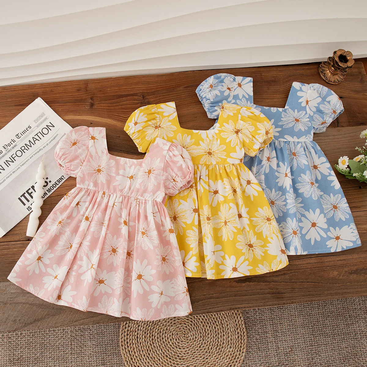 Summer New Floral Print Baby Girl Dress Sweet Bow Children'S Clothing (9 Months -3 Years Old)