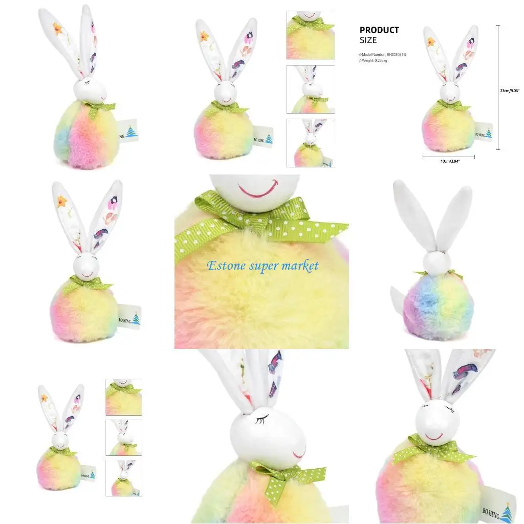 

090B милый кролик плюшевая игрушка цветной помпон кролик куклы успокаивающая игрушка для малышей