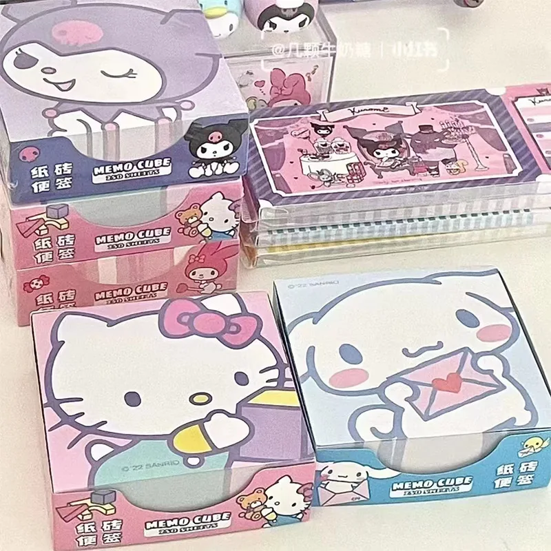 

50Pcs Kawaii Anime Sticky Notes Cartoon Pochacco My Melody Cinnamoroll Kuromi Sticky Notes Thickened Student Message Stickers