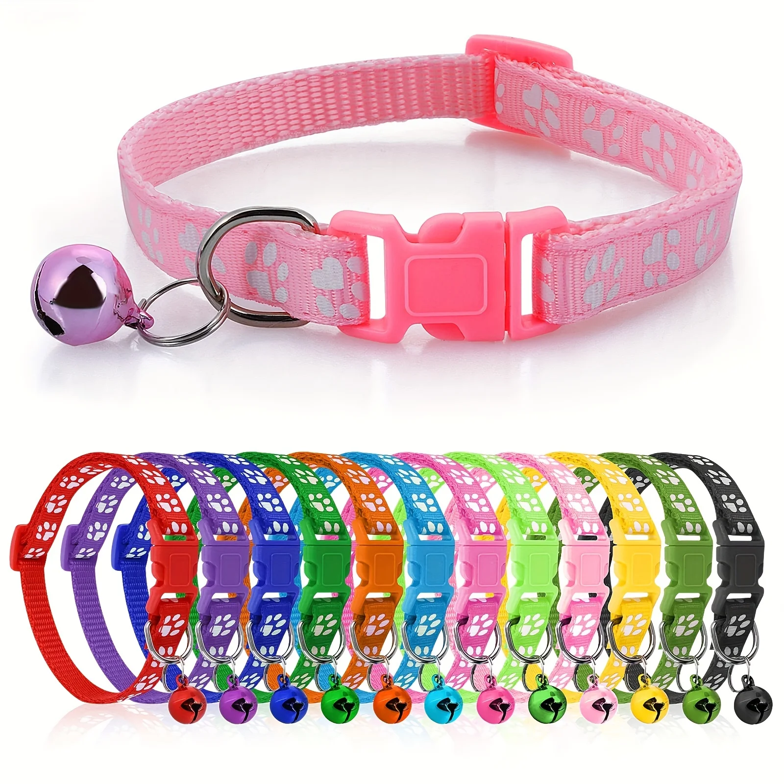 12Pcs Soft Puppy Collar Set - Protective Whelping Collars with Jingly Bells, Adjustable & Reusable, Easy-ID Dog Tags, 12 Multico