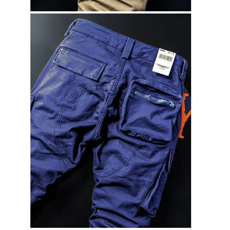 Pantaloni Cargo da uomo con gamba dritta allentata da uomo con tasca posteriore tridimensionale verde Premium da uomo di Design originale