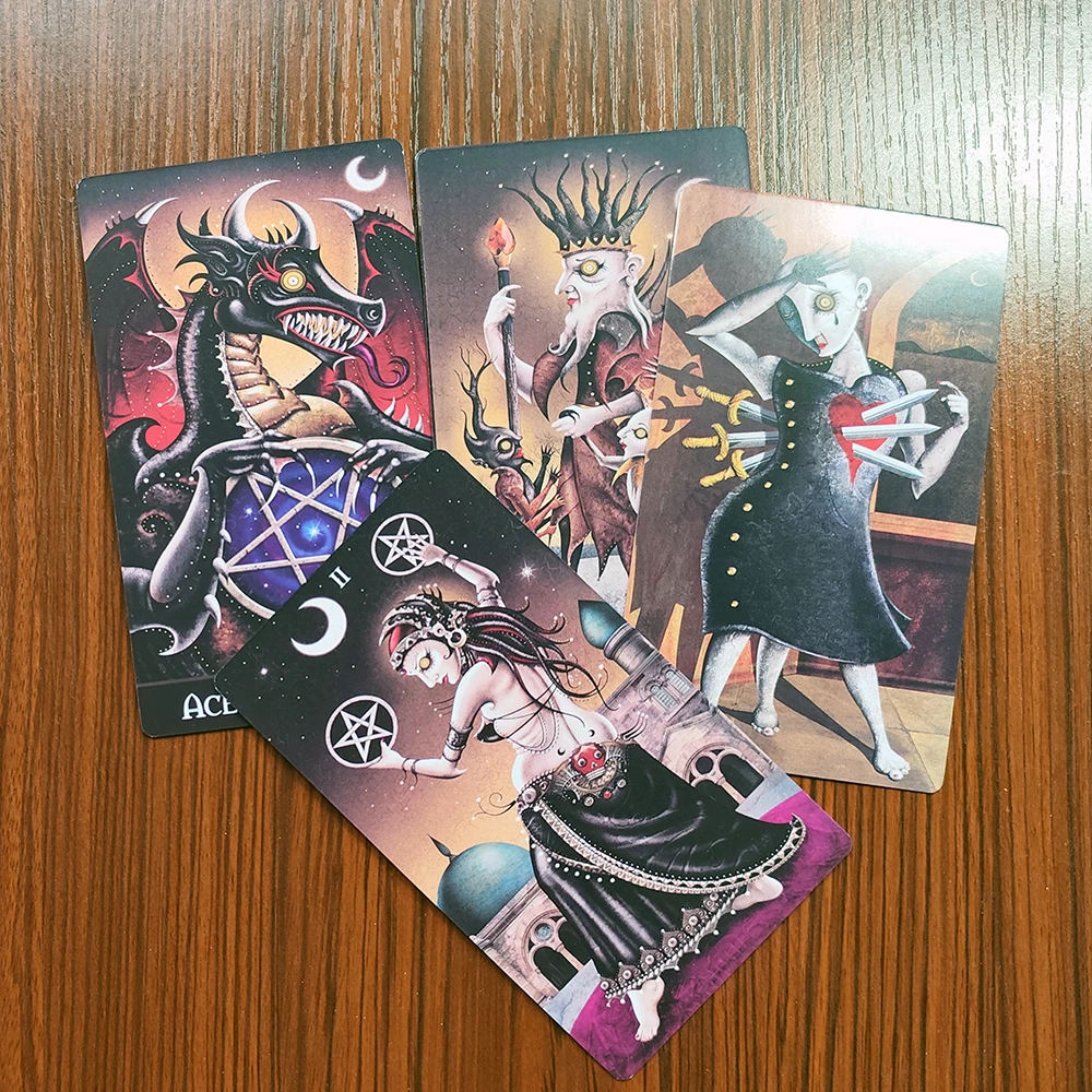 12×7CM Deviant Moon Divination Tarot Borderless Edition deck with Guide Book 78 Tarot Deck Telling Game