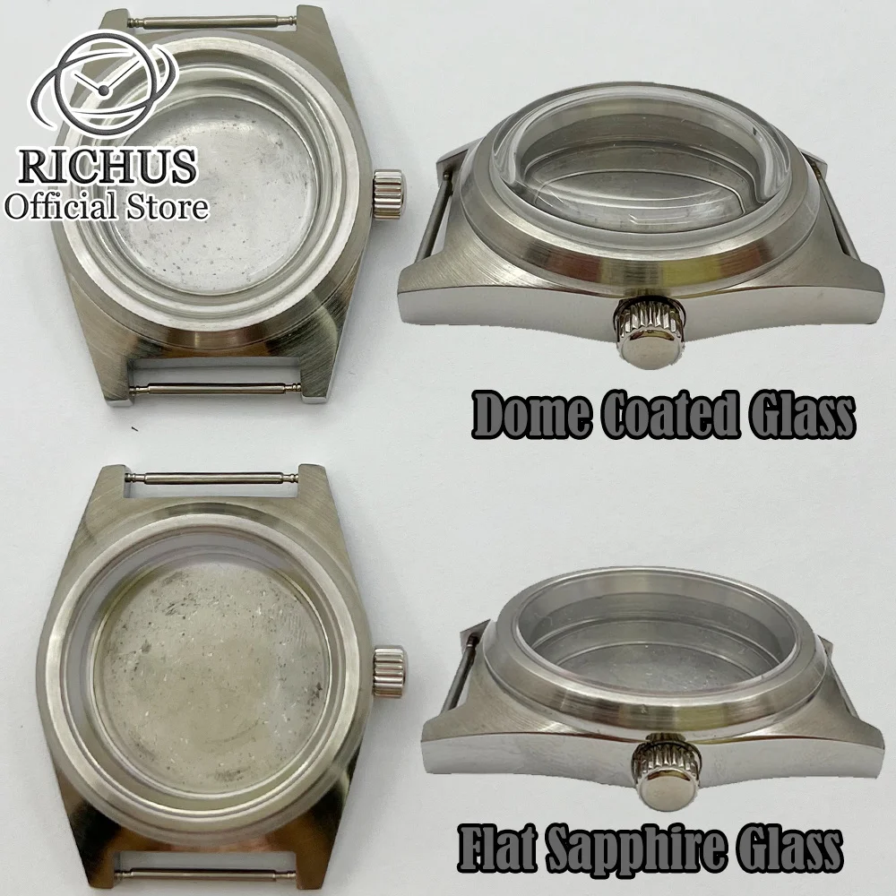 

38mm Domed Crystal Watch Case Coated Glass Flat Sapphire Glass Fit NH35 NH36 ETA2824 PT5000 ST2130 movement Movement