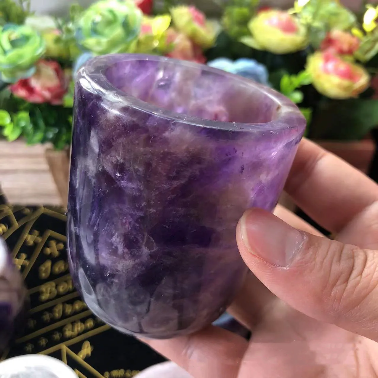 75ml Amethyst Natural Crystal Cup White Crystal Cup High Quality HandCarved Healing Crystal For Gift Collection Craft Home Decor