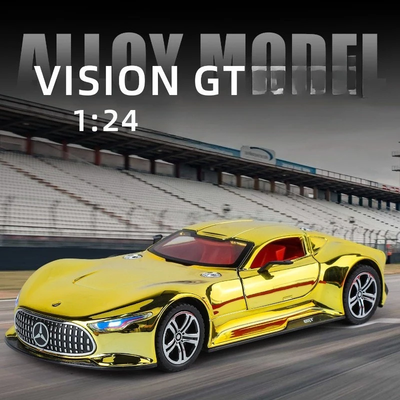 Simulation 1/24 Benz Vision GT modèle de voiture en alliage avec son lumière rétractable enfants garçon moulé sous pression jouet véhicule cadeau Miniature Voiture