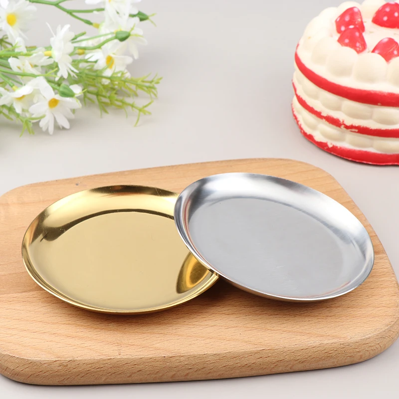 1pc Light Luxury Style Metal Jewelry Tray Stainless Steel Storage Trays Dormitory Cosmetics Jewelries Plate Decoration