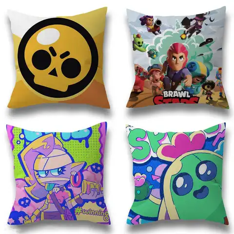 Office Cushion Pillowcase Car Cushion Cover45X45CM Lumbar Pillowcase Sofa Pillowcover Cute Cartoon B-Brawl Game