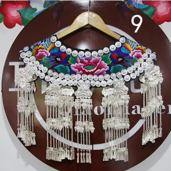 Chinese Miao Ethnic Style Shawl Silver Pendant Tassel Shoulder Collar Accessories