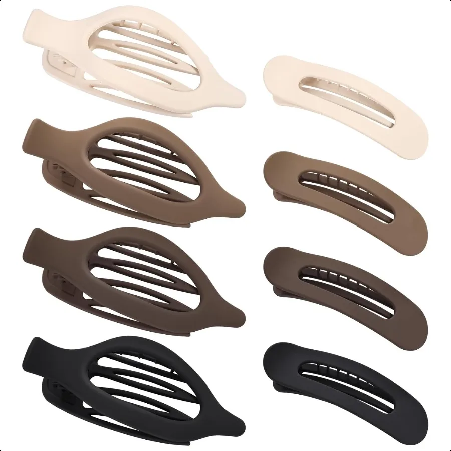 

8 PCS Flat Hair Clips Neutral Color Flat Claw Clips 2 Styles Hair Claws for Women Girls Thin Hair