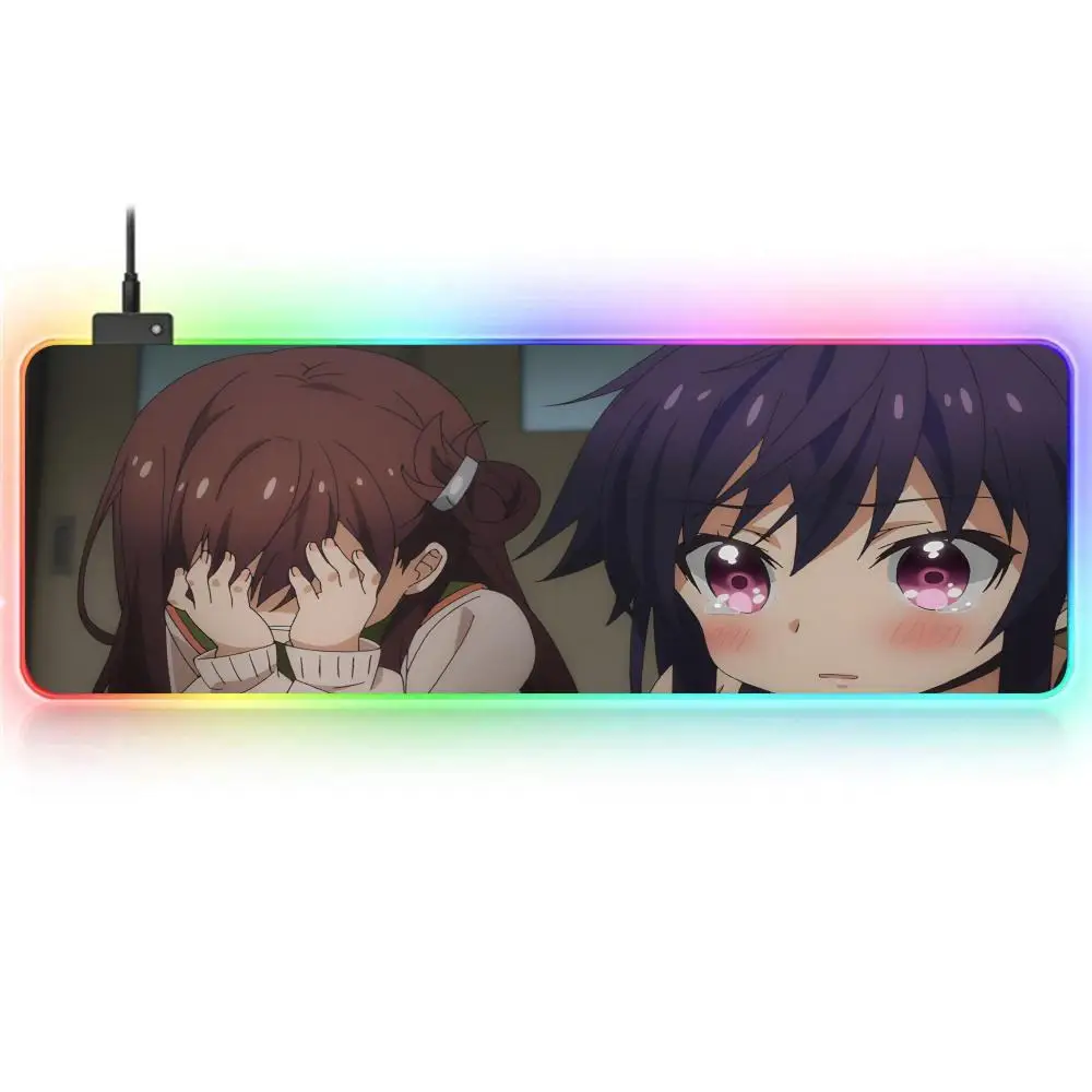 Anime S-Solitary A-Academy MousePad RGB Large Gaming MousePad Non-slip Rubber Base Keyboard Pad Large Luminous LED MousePad