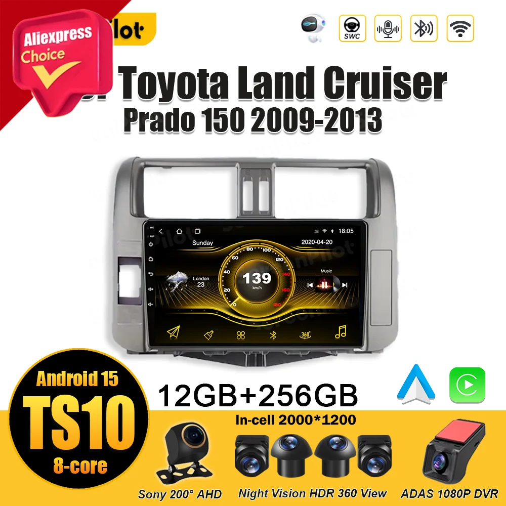 

Android 15 For Toyota Land Cruiser Prado 150 2009-2013 Stereo Head Unit Multimedia Video Player Bluetooth Touch Screen Wifi RDS