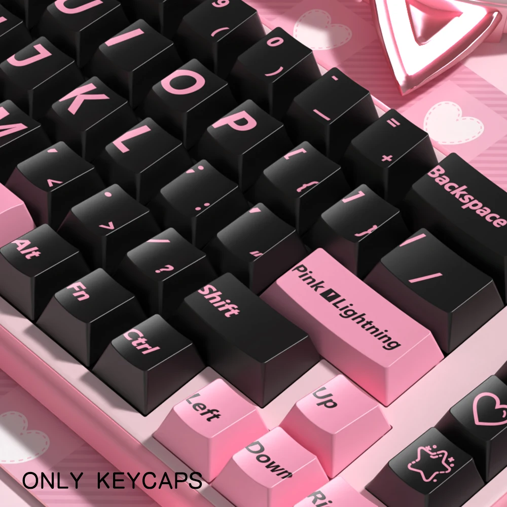 Imagem -05 - Keycaps Tema Relâmpago Rosa Teclado Mecânico Perfil Cereja Pbt Chaves Iso Interruptor Gmk mx