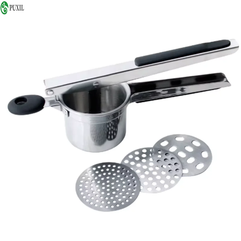 

Three in one stainless steel manual potato press, large capacity multi-purpose vegetable filling, potato crusher, dehydrator, ki