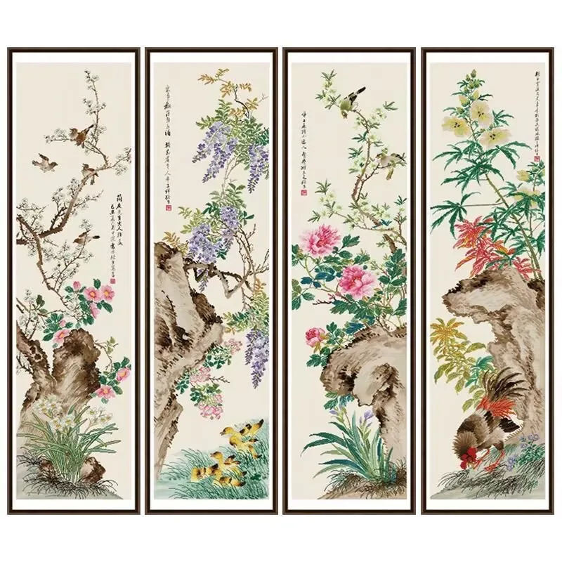 

DIY Printed Kits Cross Stitch 11CT Birds Flowers Embroidery Needlework Set Home Decor Crafts 50x160cm/pieces