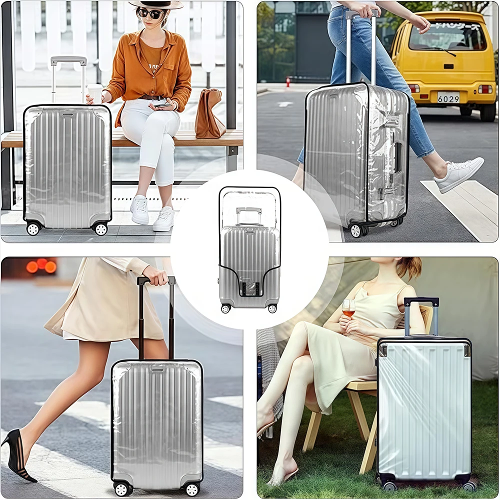 غطاء حماية شفاف للأمتعة مناسب لحقائب السفر وحقائب السفر، سهل التركيب والطي للتخزين، zwq