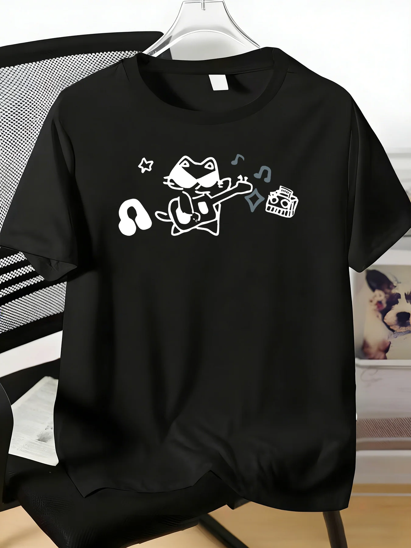 Rock Music Frog Guitar Graphic Mens Short Sleeve Crew Neck Tee Soft Light Cotton Male Street Style Daily Summer Casual Basic Top
