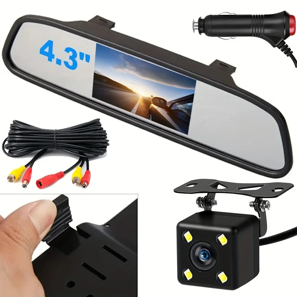 QueenDer 4.3 inch LCD car rearview mirror camera, HD reversing camera, suitable for GM models