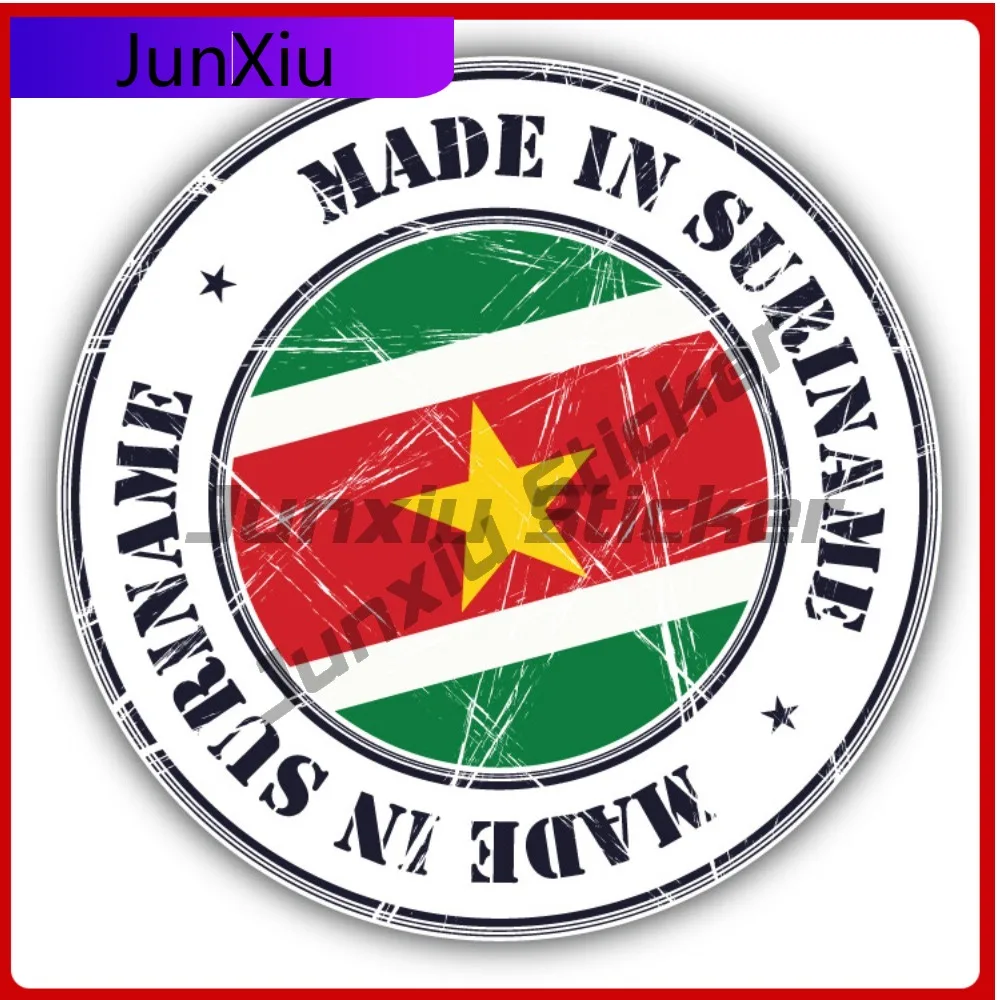 

Made In Suriname Grunge Flag Stamp Car Decal Bumper Stickers Anime Style SUV Use For Helmet Side Decor Car Sticker Accessorie
