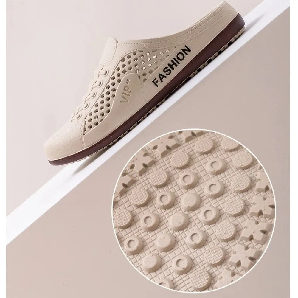 Comfortable PVC Men's Slippers Non-Slip Lightweight Summer Sandals Easy-To-Wear Slip-On Mesh Slippers Daily Use