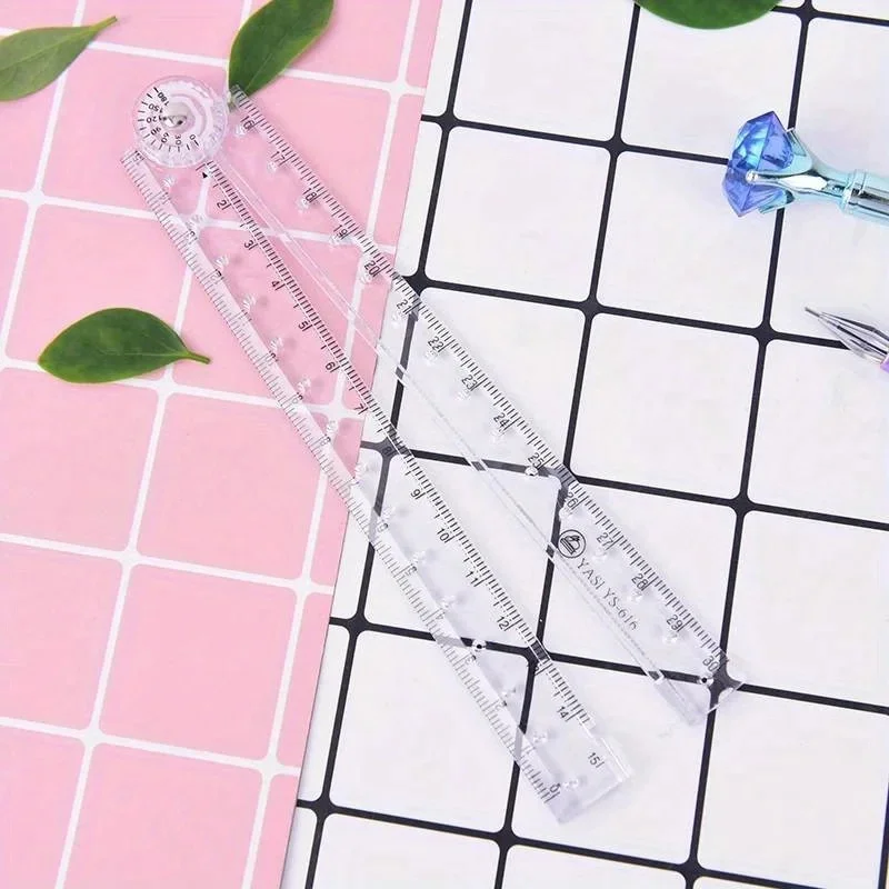 Creative Acrylic Transparent Folding Ruler Simple Scale Plastic Ruler Drawing Ruler for School Office Gadgets Korean Stationery