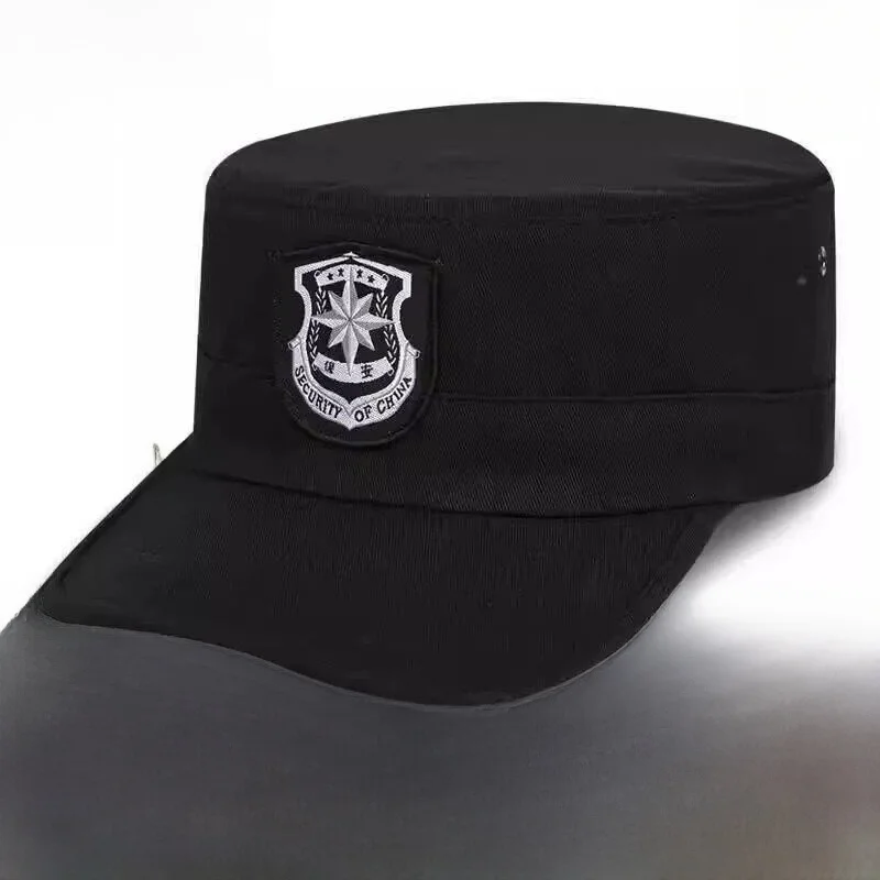 Thickened Black Security Hat Duckbill Cap Hotel Property Doorkeeper Special Work Cap Patrol Station Universal Style Cotton Po...