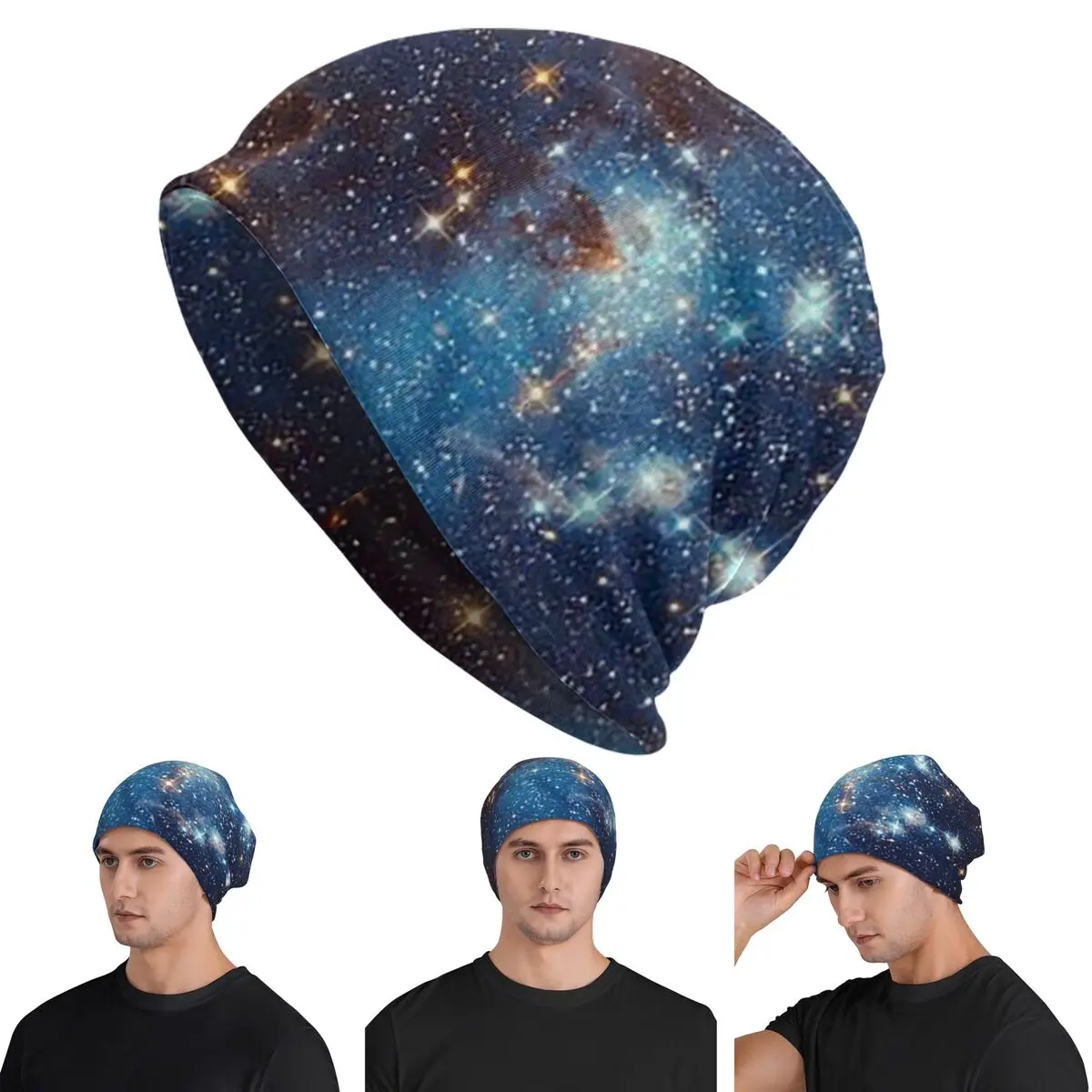 

Синие шапки-бини со звездами Nebula Space Skullies, теплая осенне-зимняя уличная шапка, вязаные шапки для мужчин, женщин и взрослых