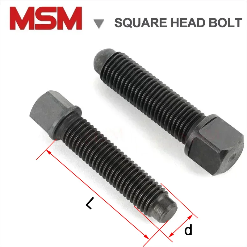 Tornillos portaherramientas de torno M8 M10 M12 M14 M16, perno de cabeza cuadrada de acero al carbono forjado de grado 8,8 con punta corta para
