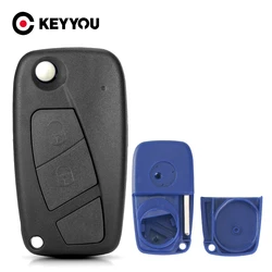 KEYYOU Keyless Key Shell For FIAT Punto Ducato Stilo Panda Flip Remote Car Key Case Cover SIP22 Blade 2 Button