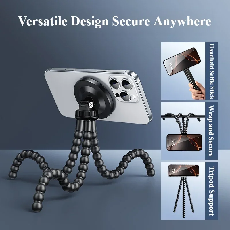 Tripod Magnetik Eary dengan Remote dan Dudukan Ponsel Kickstand Tongkat Selfie Tembakan Multi-sudut Yang Dapat Disesuaikan Tingginya untuk Perekaman Video