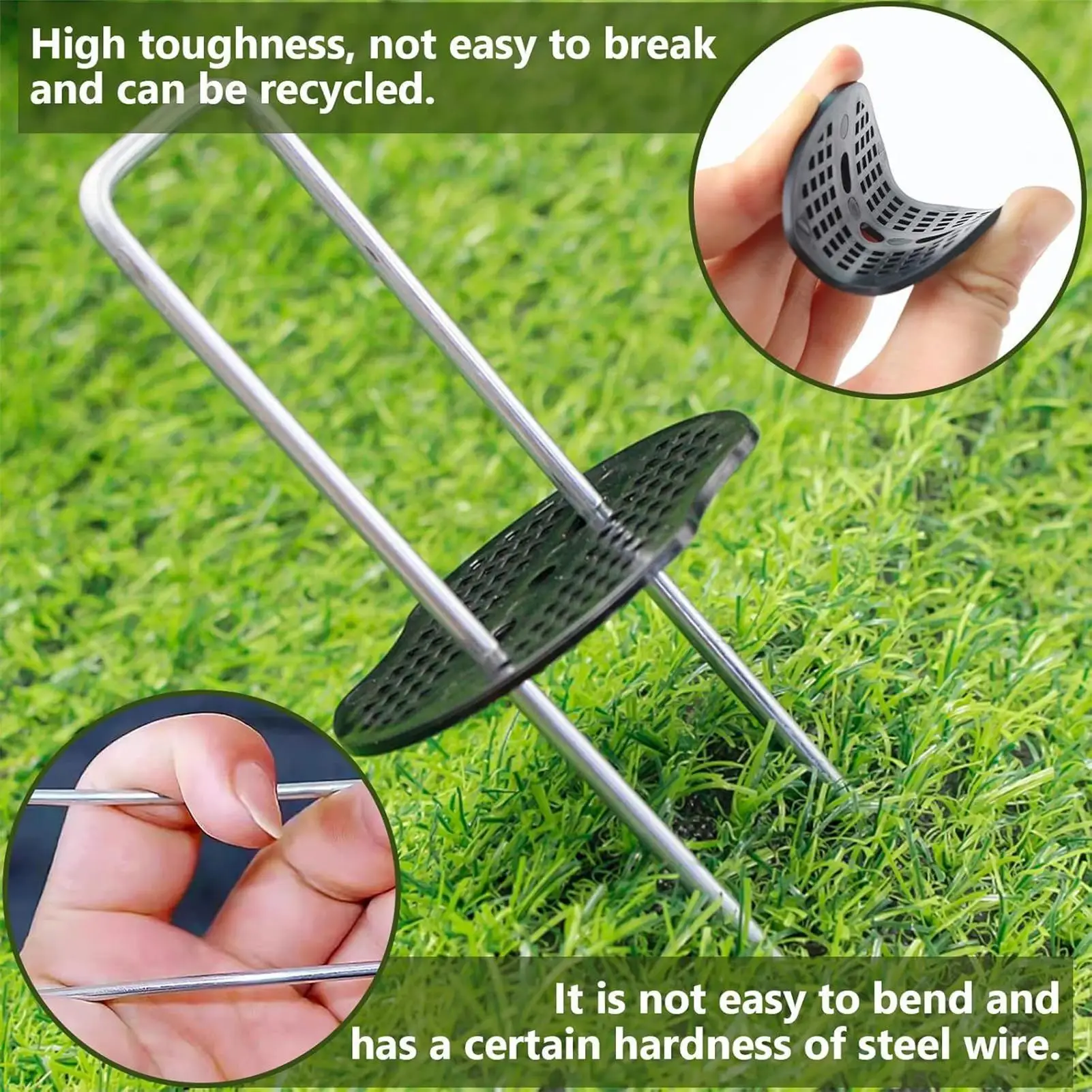 

Наземные колья 6-дюймовые U-образные шипы с прокладкой Ландшафтные штифты с крючком для наружного двора, лужайки, патио, теплицы