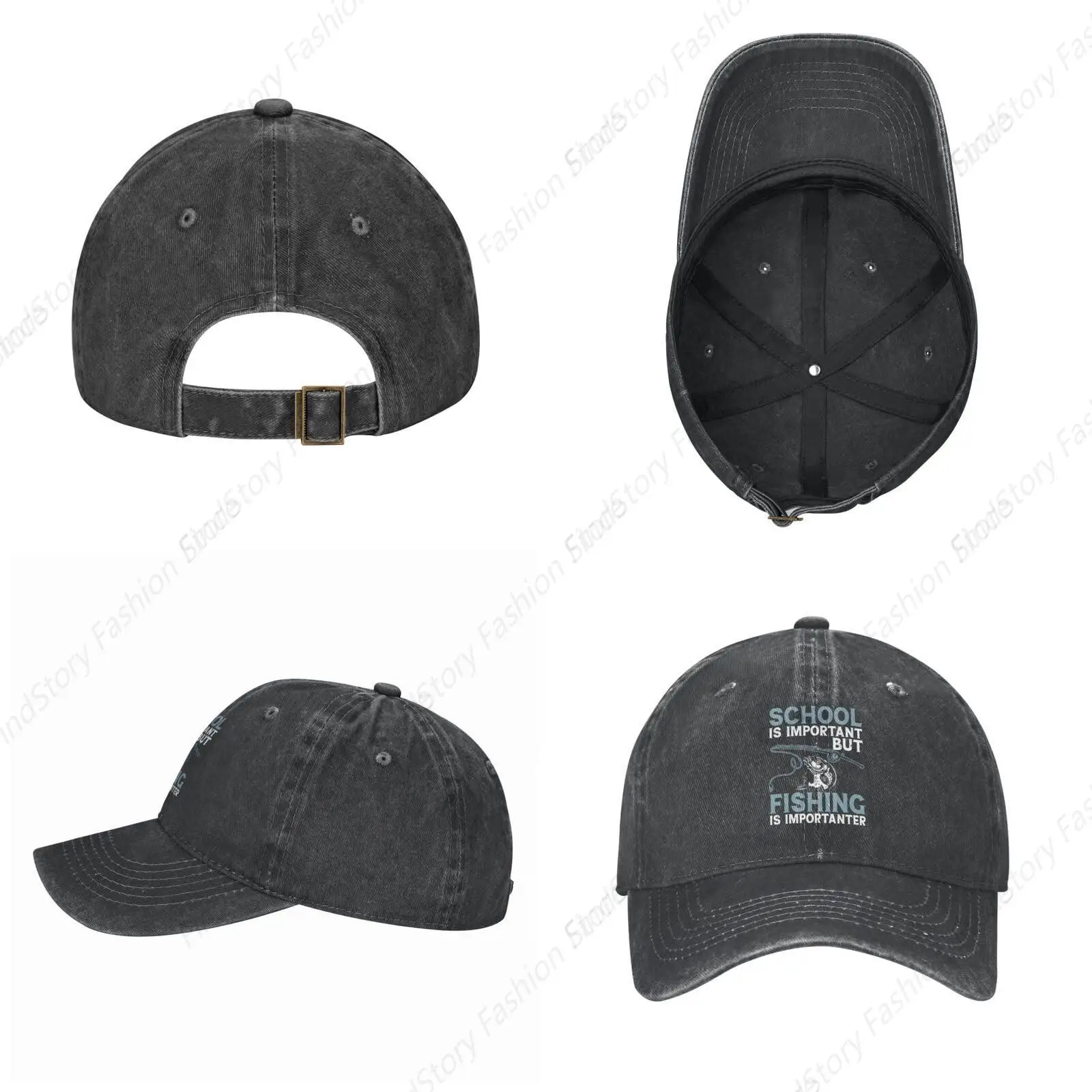 School is Important But Fishing is More Important Baseball Cap Trucker Denim Golf Dad Hat Cotton Fishing Daily Outdoor Sports