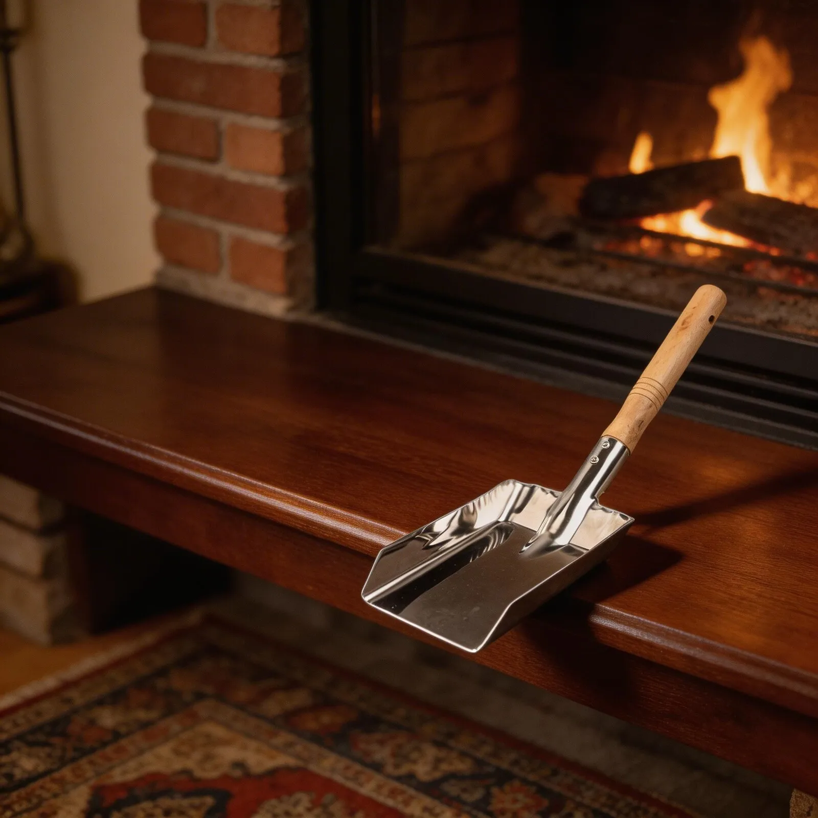 Stainless Steel Chimney Shovel With Wood Handle Fireplace Shovel  Scoop For Cleaning Ash Outdoor BBQ Fireplace Cleaning Tool
