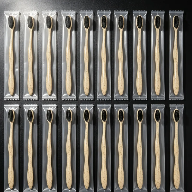 80/40 Pack Hotel Disposable Individually Packaged Toothbrushes, Wheat Straw Bamboo Charcoal Soft Bristles, Mermaid-Shaped Toothbrushes, Very Suitable for Hotels, Guesthouses, Guest Rooms, Inns, and as Disposable Toiletries for Guests