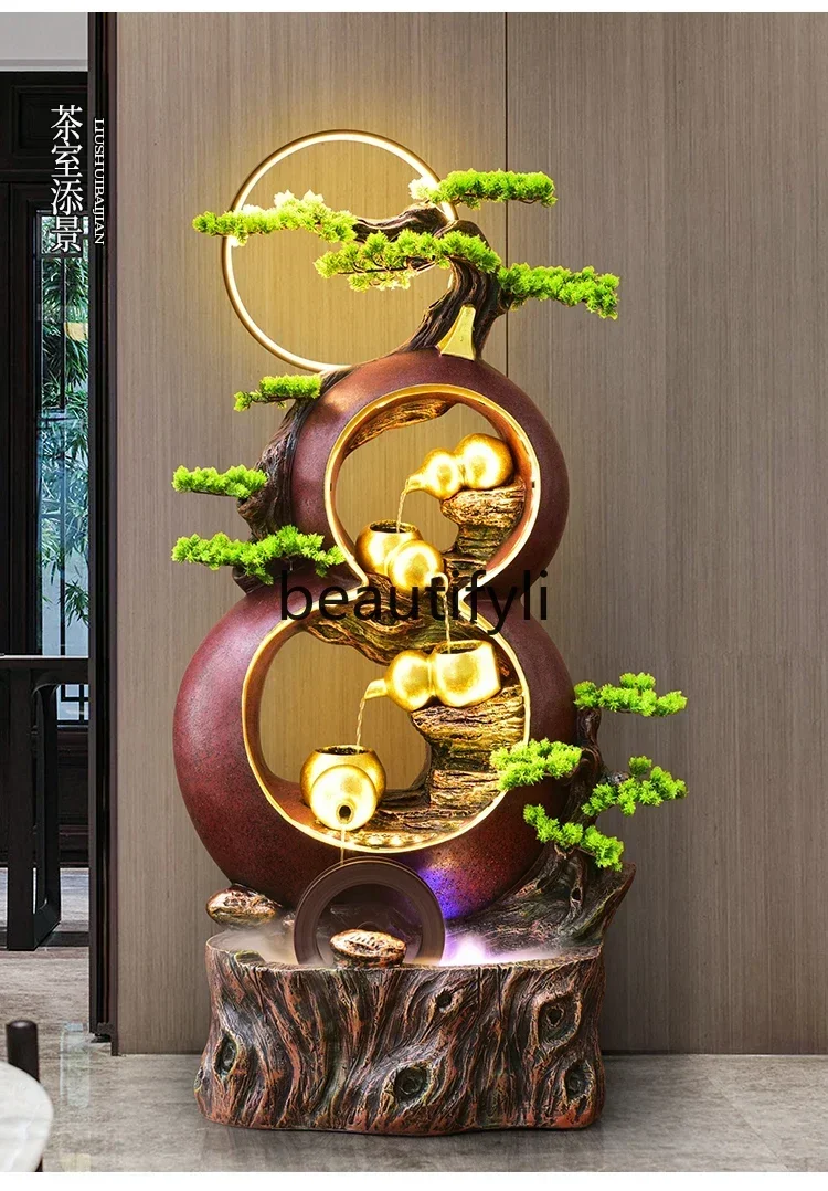 SS Gourd Shengcai fountain ornament circulating water lucky feng shui wheel landing landscape ornament opening new house move gi