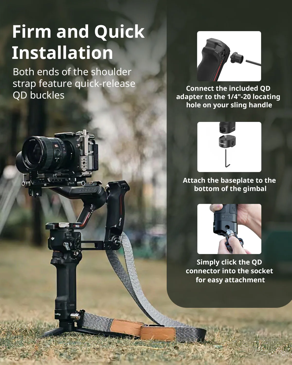 SmallRig-Sangle initiée de réduction de poids, compatible avec la poignée Sling, ceinture de cardan DJI RS4, RS3 Pro, RS4Pro 4118, RS3 RS2