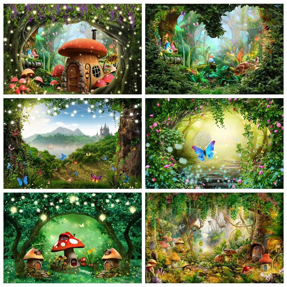 

Dream Forest Theme Backdrop Green Jungle Fairy Tale Birthday Party Photography Background For Photo Studio Photophone