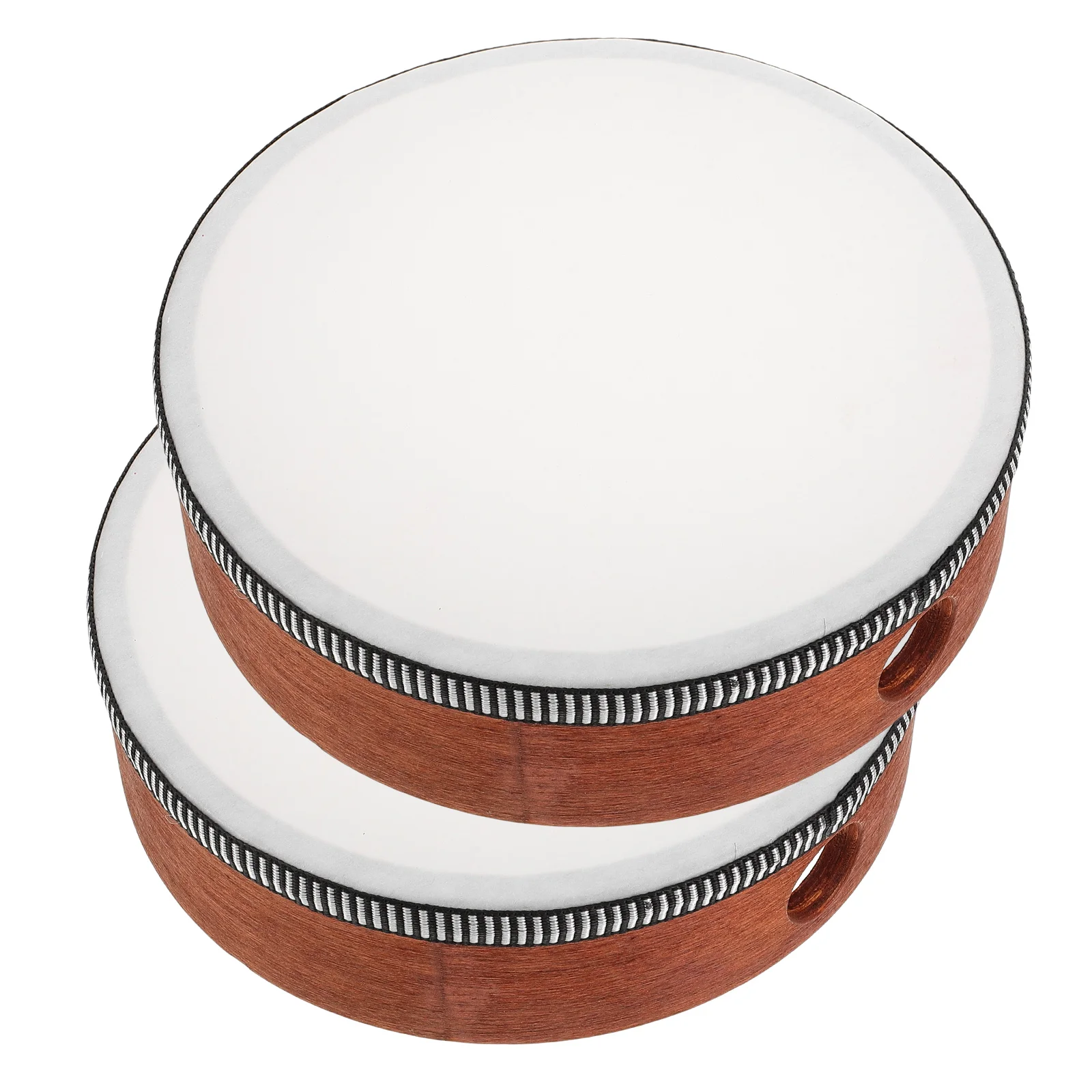 

2pcs Hand Drum Wooden Bell Tambourines For Adults Comfort Grip Resonant Sound Percussion Instrument Music Education Toy