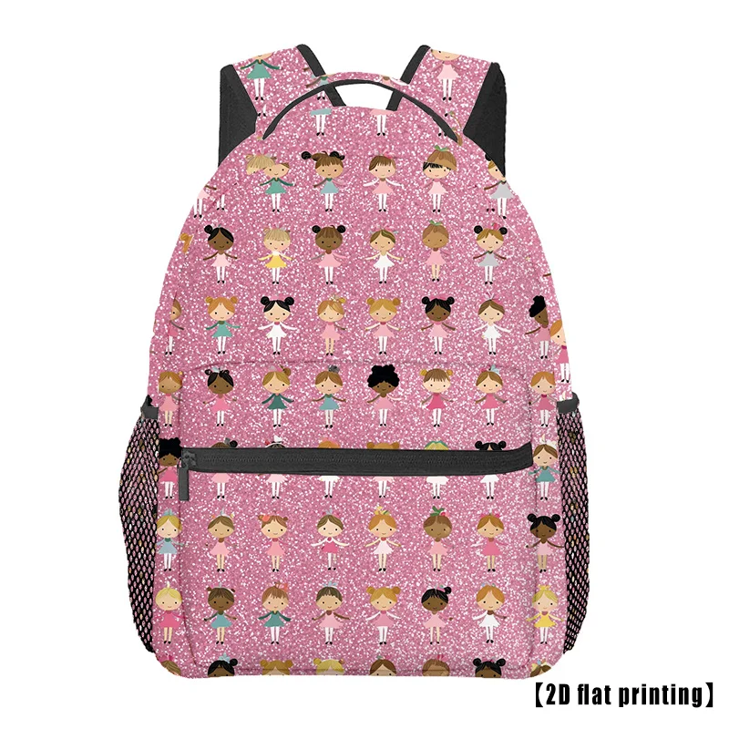 Mochila Casual Rosa com Glitter Bailarinas, Mochila Grande, Mochila de Negócios com Capacidade para Acomodar