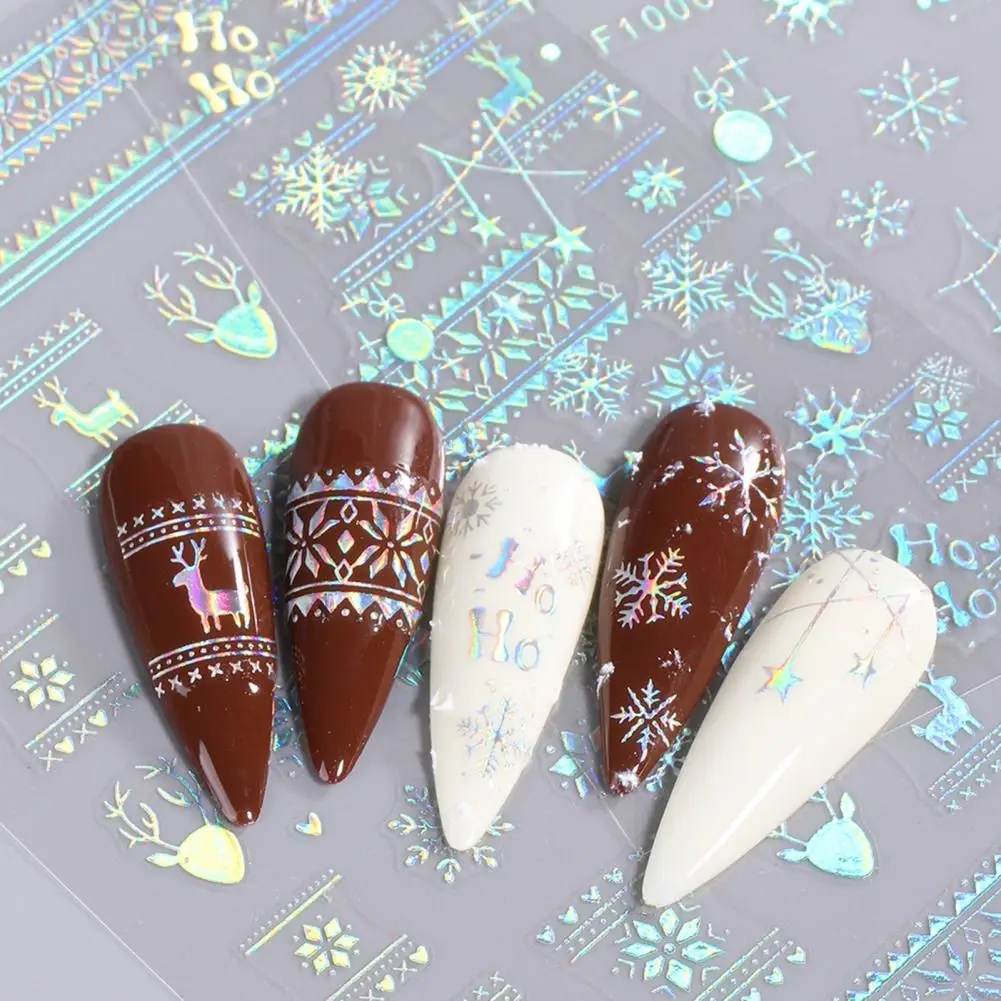 Unhas de Natal autoadesivas, adesivos duráveis, festivas, inverno, suéter, floco de neve, acessórios de manicure