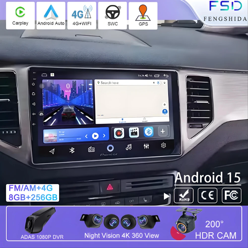 Radio de coche DSP inalámbrico Carplay 9 pulgadas Android 15 navegación automática GPS para Volkswagen VW Sportsvan 2016 - 2019 pantalla táctil de vídeo