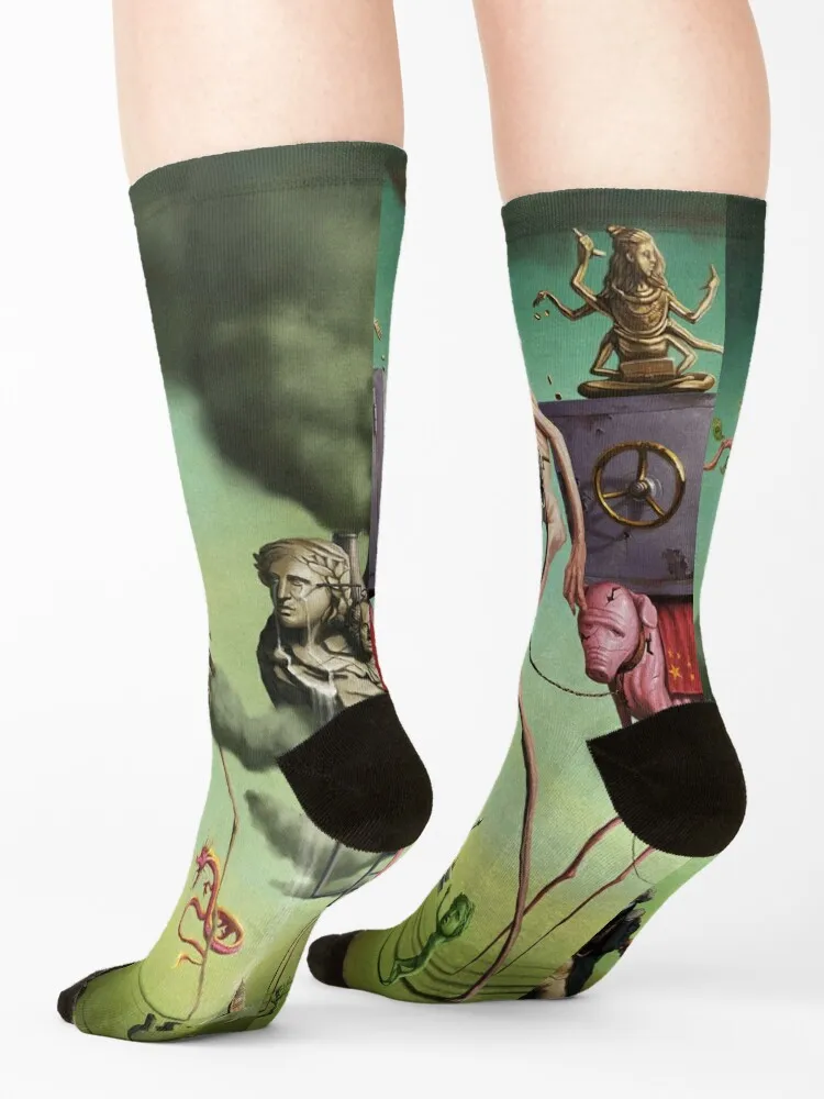 Dali Socks winter Novelties floral anti slip football Men's Socks Women's