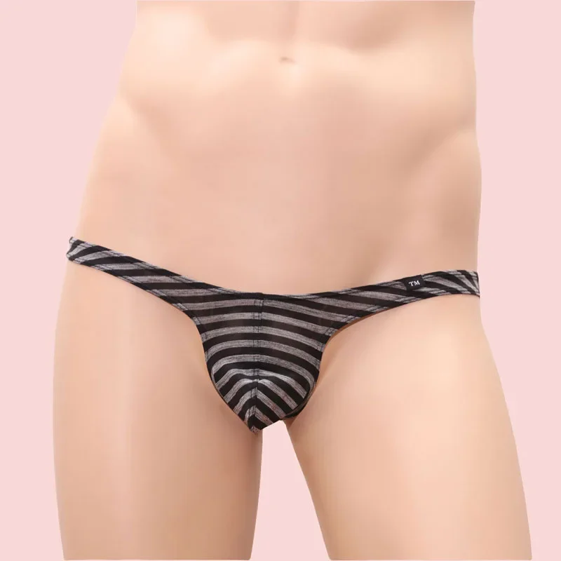 Men's Ultra-low Waist Thong Underwear Sissy Cross Dressing Sexy Elastic Tight Fitting T Pants Ultra-thin Breathable Mesh Panties